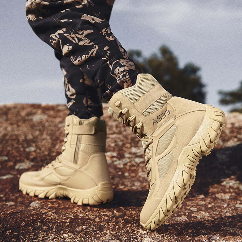 Mens Tactical Combat Boots Lightweight Military Work Shoes for Men | Tactical Boots Breathable Lightweight Combat Army Work Hiking Shoes